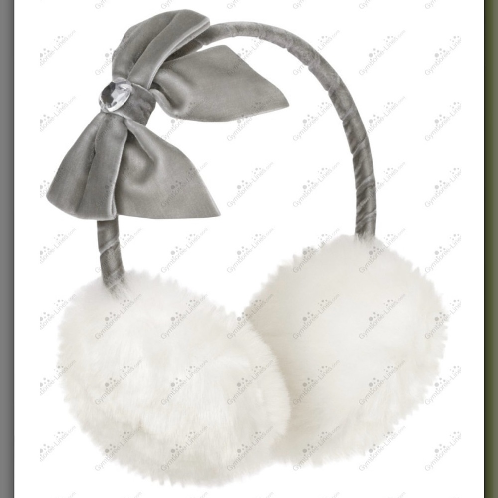 GYMBOREE Cream & Gray Faux Fur Earmuffs with Bow